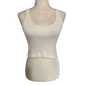 brandy melville Womens Solid White Ribbed Crop Tank Top